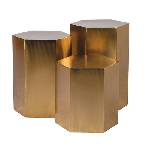 Hexagonal Gold Side Table